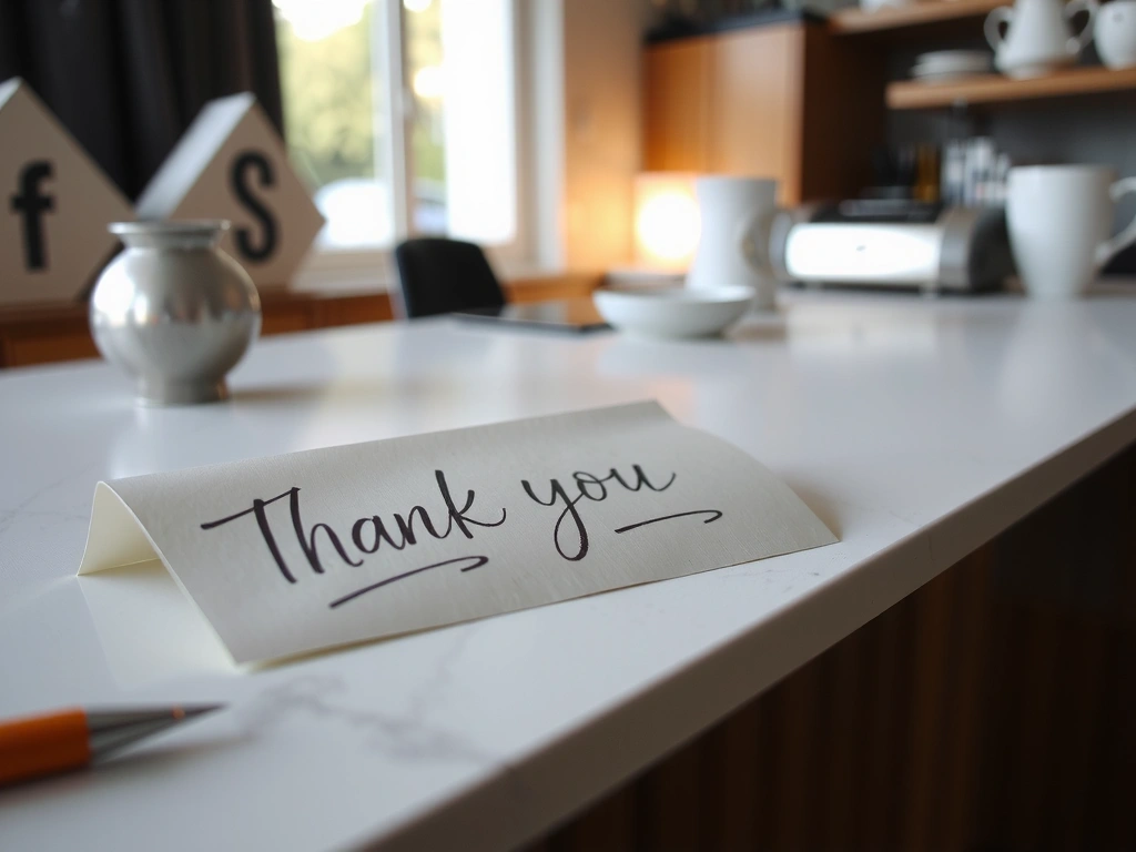Ručně psaný lístek s poděkováním